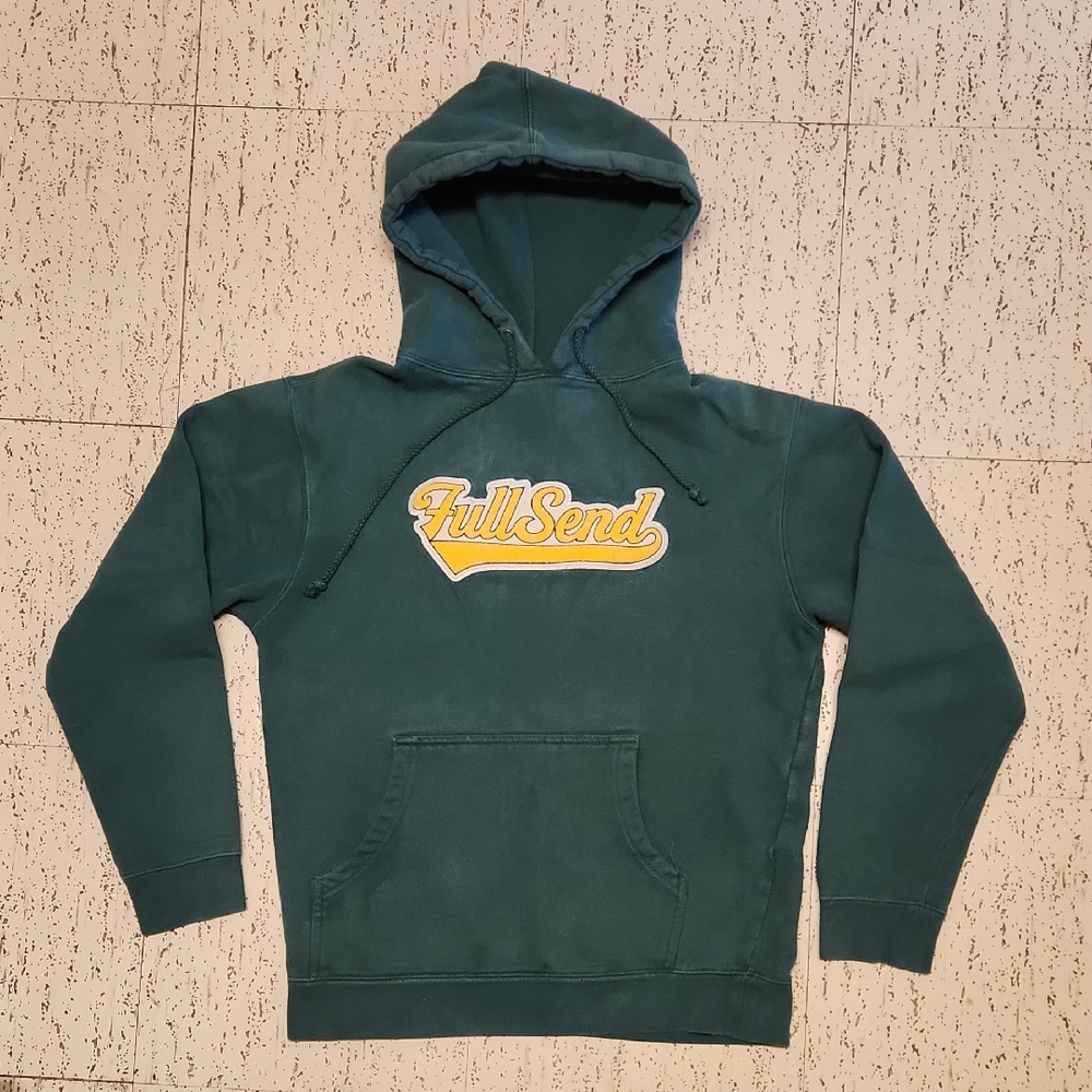 Full Send Nelk Boys Green & Yellow Spellout Logo Pullover Hoodie Sweater